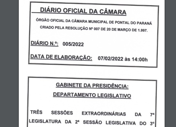 Diário Oficial da Câmara 005/2022